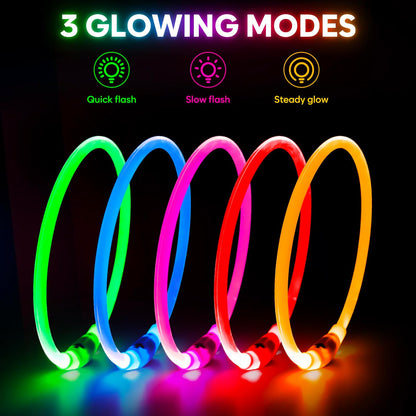 LED Dog Collar Waterproof Rechargeable - Bright TPU Light up Pet Collars, Reflective Adjustable Dog Glow Collar, Dog Safety Collar Light for Small Medium Large Dogs Night Walking&Camping