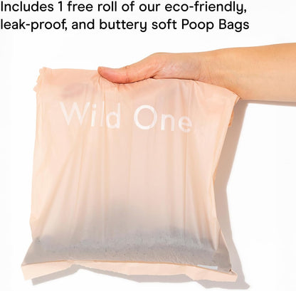 Poop Bag Holder and Dispenser for Dogs with Leash Attachment, Leak Proof, Easy Twist Top for Refills, Includes 1 Roll, Black