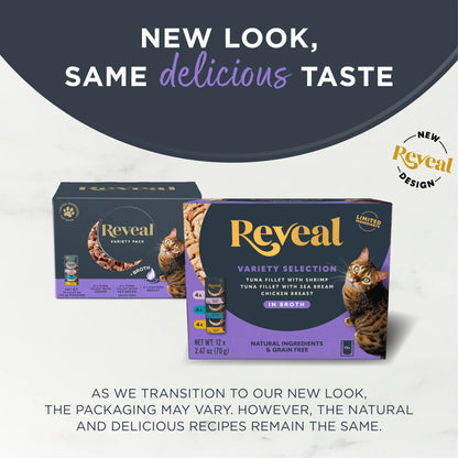 Pet Food Natural Wet Cat Food, Fish & Chicken in Broth Variety Pack, 12 X 2.47Oz Pouches