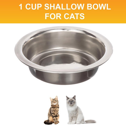 Stainless Steel Dog and Cat Bowls (2 Pack) Neater Feeder Cat Deluxe or Cat Express Extra Replacement Bowl (Metal Food and Water Dish) (1 Cup)