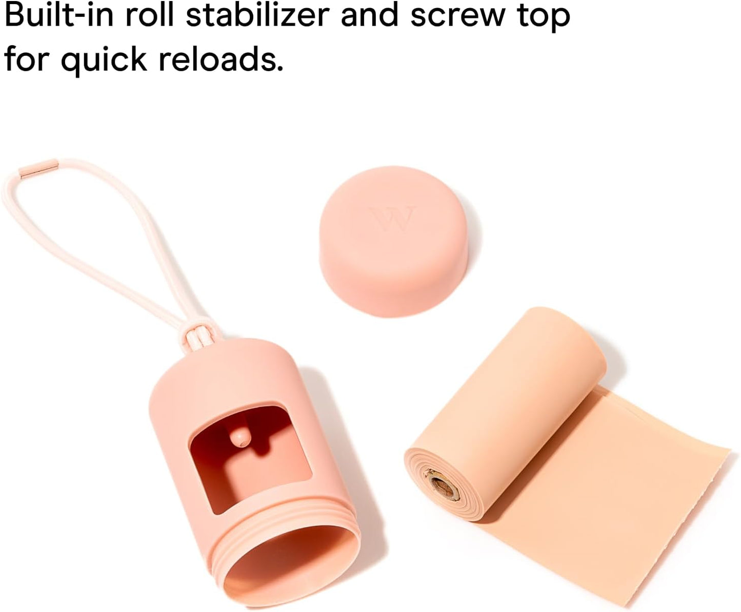 Poop Bag Holder and Dispenser for Dogs with Leash Attachment, Leak Proof, Easy Twist Top for Refills, Includes 1 Roll, Black