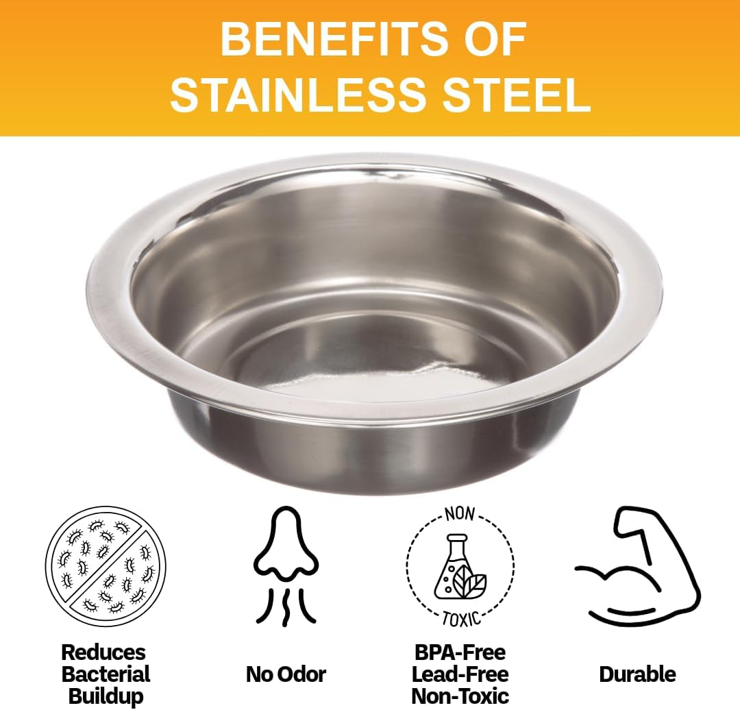 Stainless Steel Dog and Cat Bowls (2 Pack) Neater Feeder Cat Deluxe or Cat Express Extra Replacement Bowl (Metal Food and Water Dish) (1 Cup)