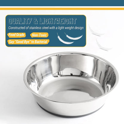 Lightweight Stainless Steel Cat Bowls - 3 Cup, 2 Pack