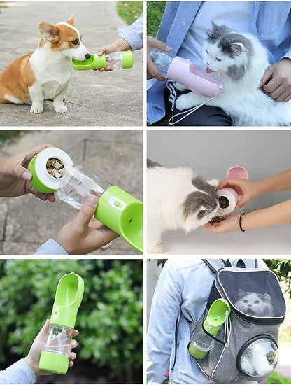 Dog Water Bottle Portable Pet Water Bottle Leak Proof Dog Water Dispenser and Food, Lightweight Dog Travel Water Bottle Bowl for Walking and Trave